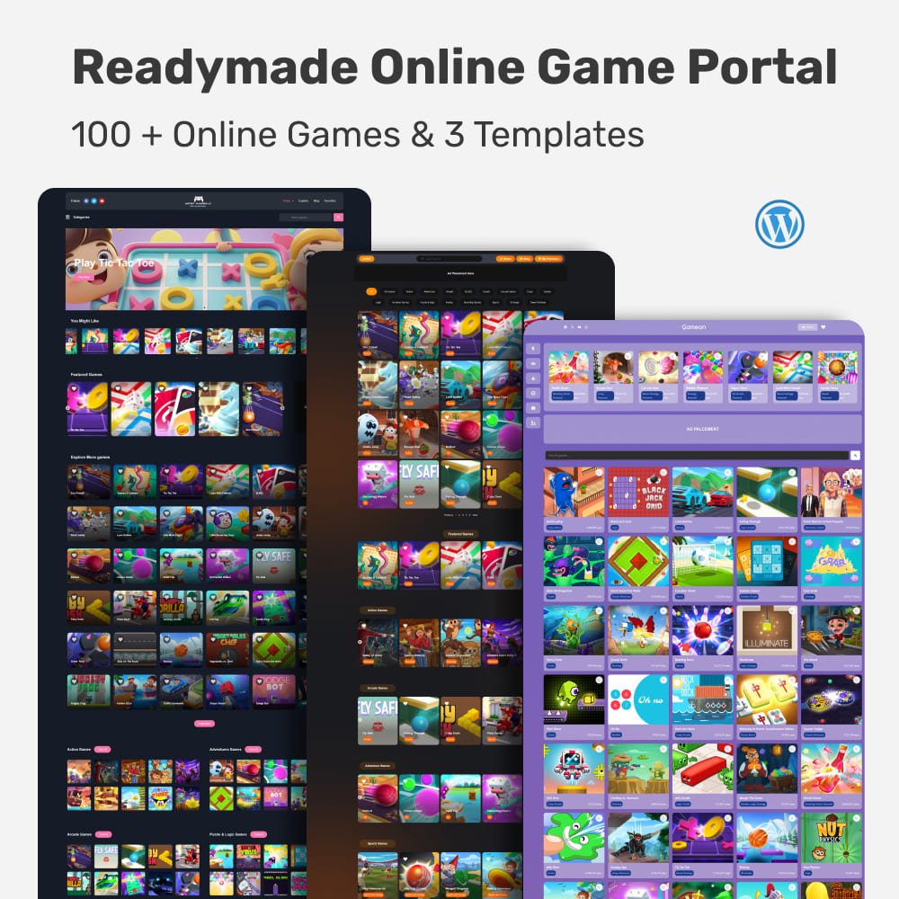 Readymade Online gaming Portal website for wordpress