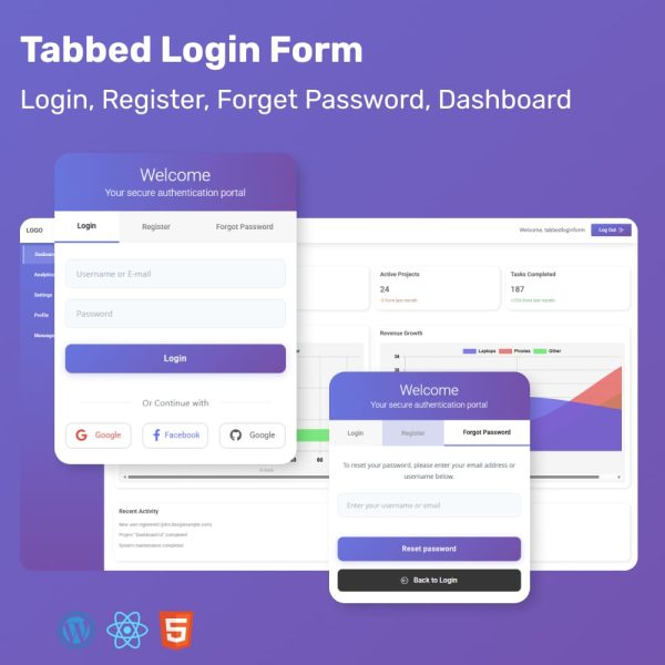 Tabbed User Login Form With Dashboard